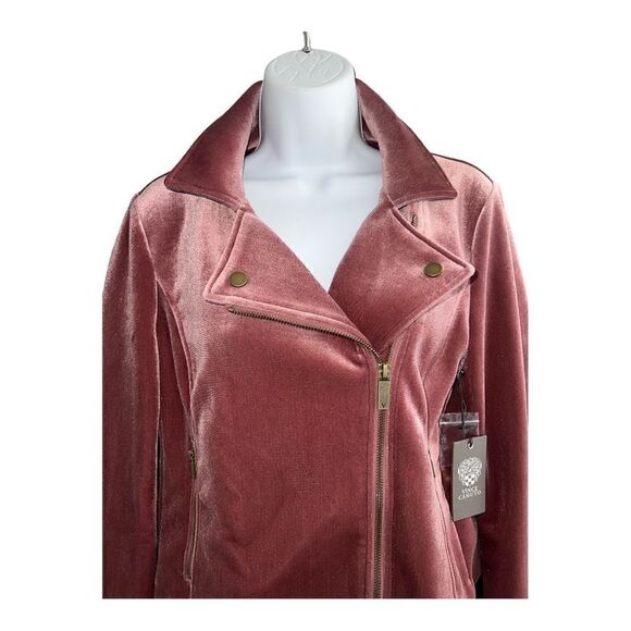 VINCE CAMUTO Women's Winter Velvet Motorcycle Jacket Pink S - Picture 2 of 8